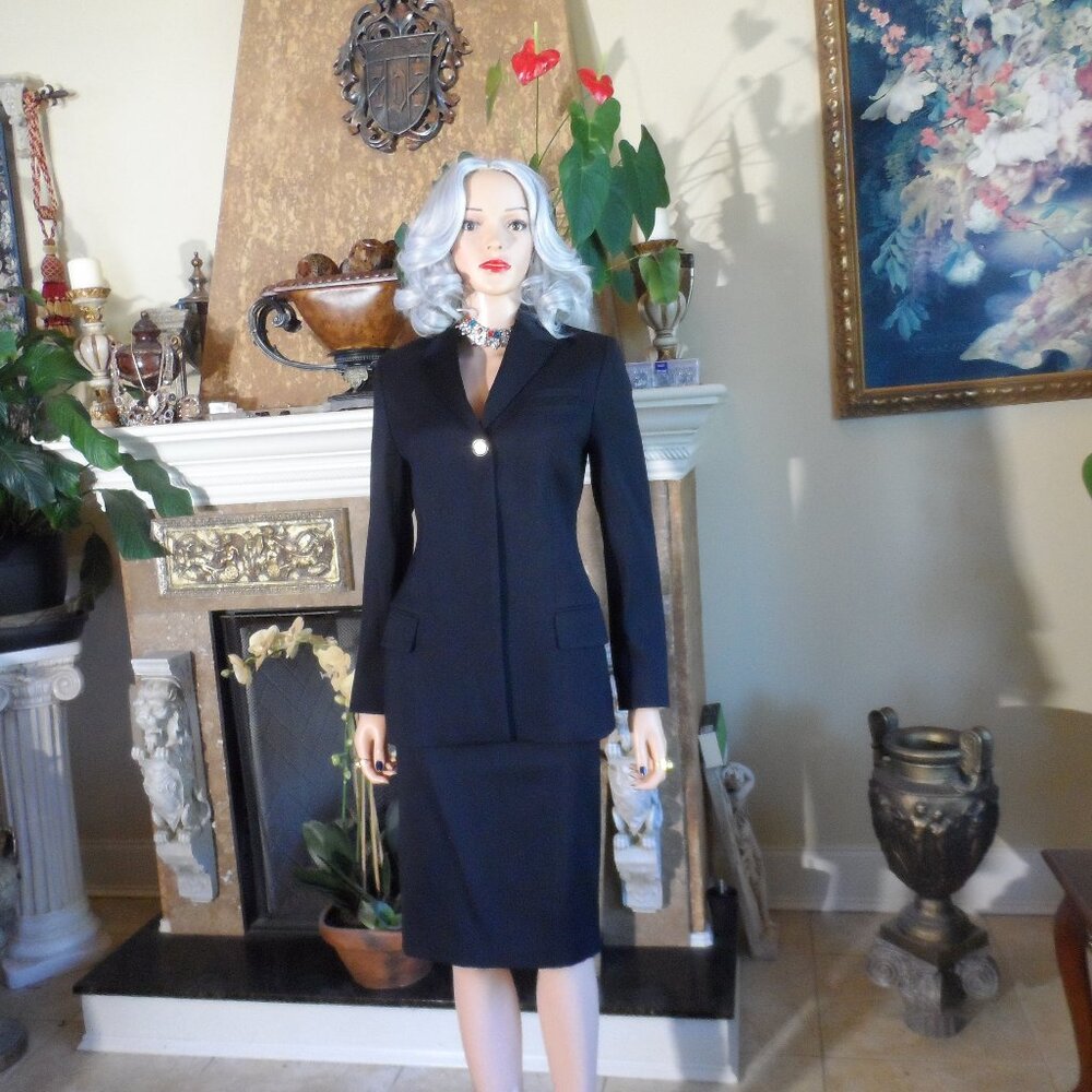 Gianni Versace Couture Black Wool Blent Skirt Suit Size iT 40- US 4
